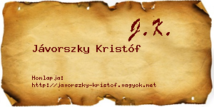 Jávorszky Kristóf névjegykártya